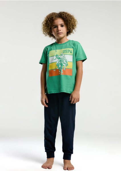 . Erkek Çocuk Yeşil Kısa Kol Pijama Takım