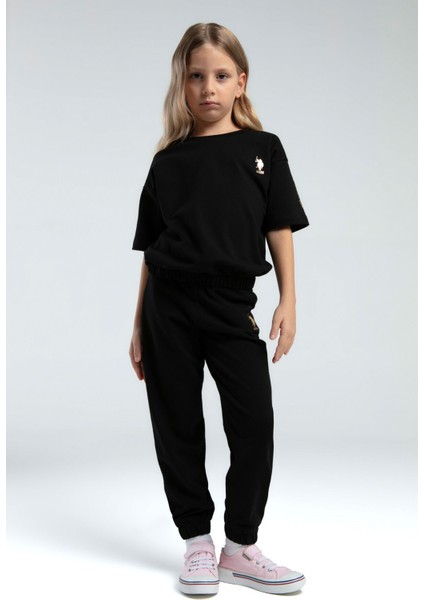U.S. Polo Assn.. Kız Çocuk Siyah Kısa Kol Pijama Takım