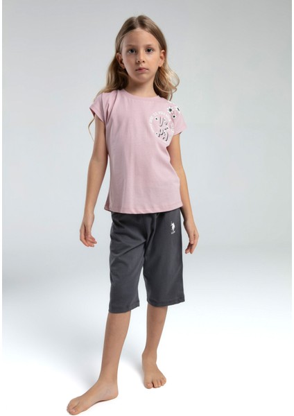 Kız Çocuk Pembe Kapri Takım
