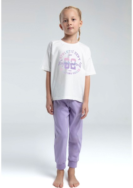 Kız Çocuk Mor Kısa Kol Pijama Takım