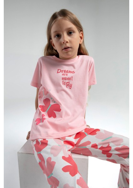 Kız Çocuk Turuncu Kısa Kol Pijama Takım