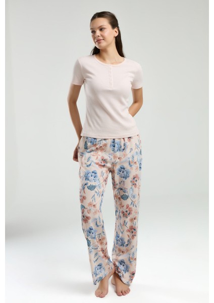 Kadın Pembe Kısa Kol Pijama Takım