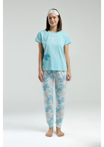 Kadın Mavi Kısa Kol Pijama Takım fiyatları