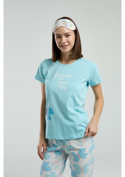 Kadın Mavi Kısa Kol Pijama Takım fırsatları