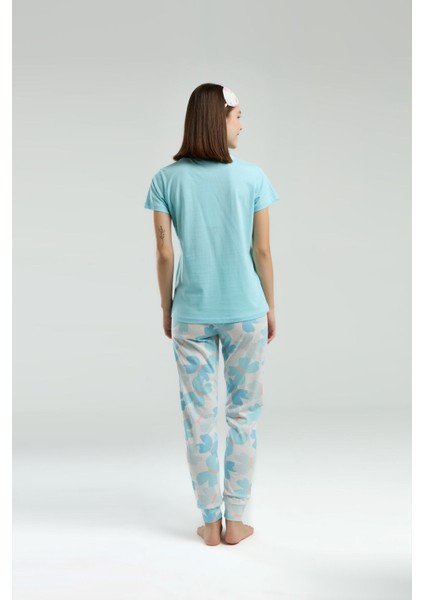 Kadın Mavi Kısa Kol Pijama Takım indirimleri