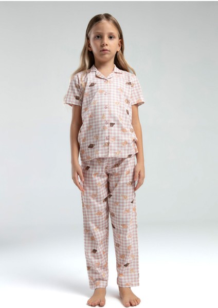 Kız Çocuk Beyaz Gömlek Pijama Takım
