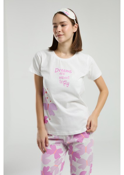 Kadın Beyaz Kısa Kol Pijama Takım fırsatları