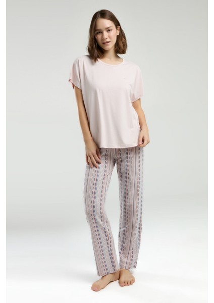Kadın Pembe Kısa Kol Pijama Takım