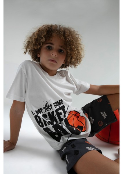 Erkek Çocuk Beyaz Bermuda Takım