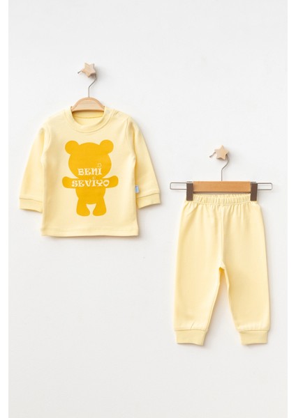 Ayıcık Baskılı Kız Bebek Pijama Takımı 2006-1