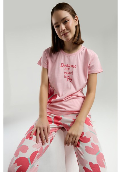 Kadın Turuncu Kısa Kol Pijama Takım