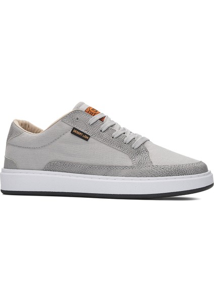 Günlük Erkek Sneaker Bağcıklı Kaymaz Taban Keten Deri Detaylı Oval Burun Spor Yürüyüş Ayakkabı 2545