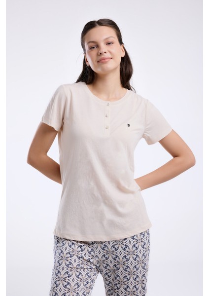 Kadın Krem Kısa Kol Pijama Takım fırsatları