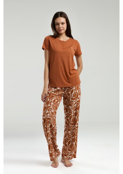 Kadın Kahverengi Kısa Kol Pijama Takım fiyatları