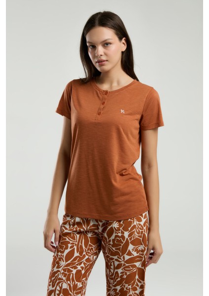Kadın Kahverengi Kısa Kol Pijama Takım fırsatları