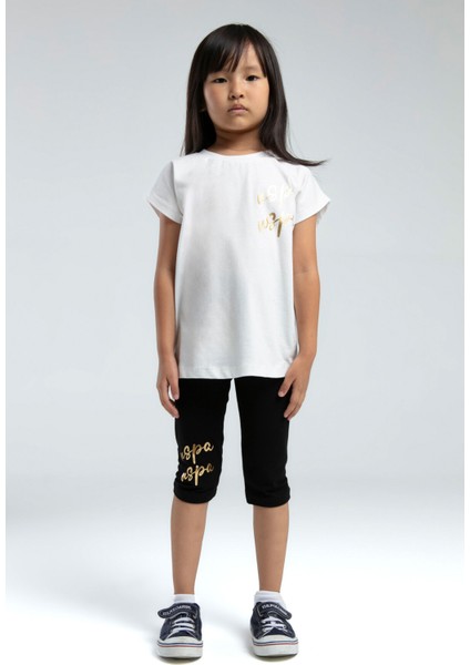 U.S. Polo Assn.. Kız Çocuk Beyaz Tayt Takım