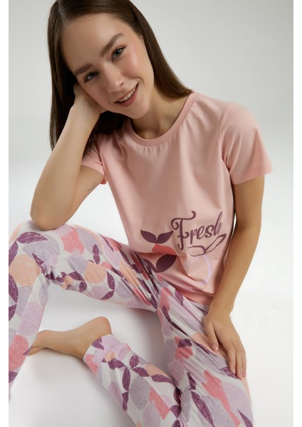 Kadın Turuncu Kısa Kol Pijama Takım