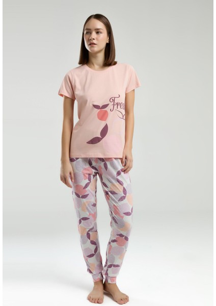 Kadın Turuncu Kısa Kol Pijama Takım