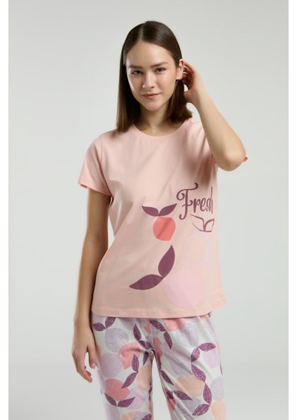 Kadın Turuncu Kısa Kol Pijama Takım