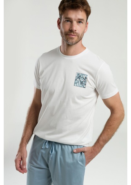 Erkek Beyaz Bermuda Takım