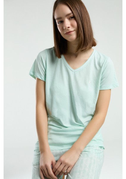 Kadın Yeşil Kısa Kol Pijama Takım modelleri