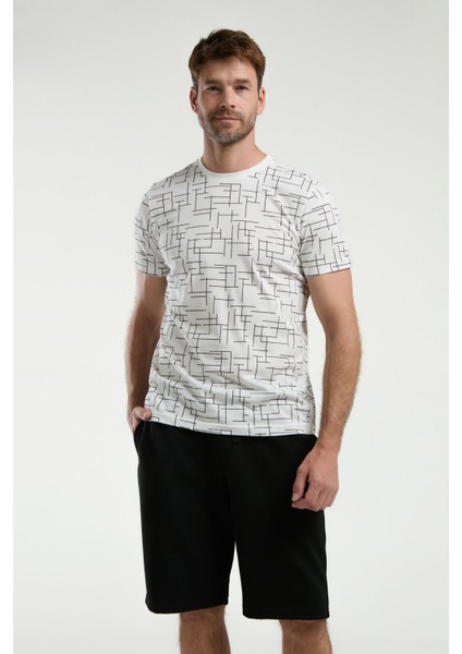 Erkek Beyaz Bermuda Takım