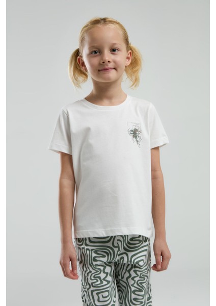 Kız Çocuk Beyaz Kısa Kol Pijama Takım