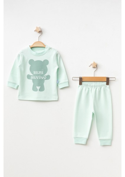 Ayıcık Baskılı Kız Bebek Pijama Takımı 2006-1