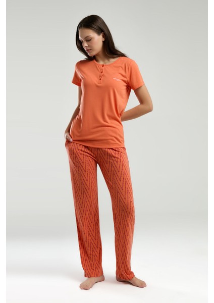 Kadın Turuncu Kısa Kol Pijama Takım fiyatları