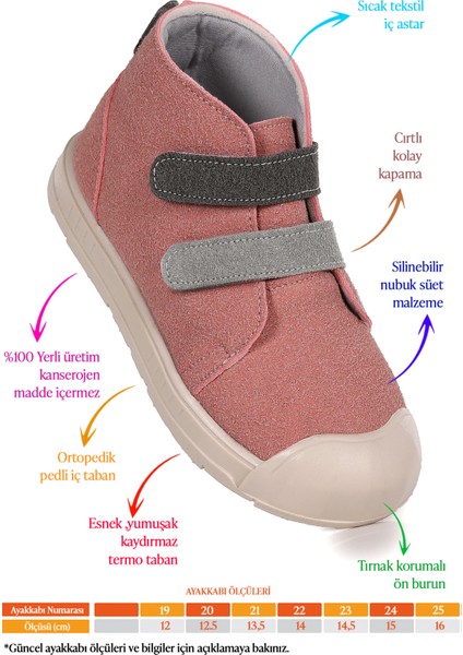 Mufasa Ilk Adım Cırtlı Kız Bebek Günlük Bot Ayakkabı Pudra - Gri fiyatları