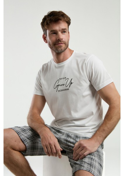 Erkek Beyaz Bermuda Takım