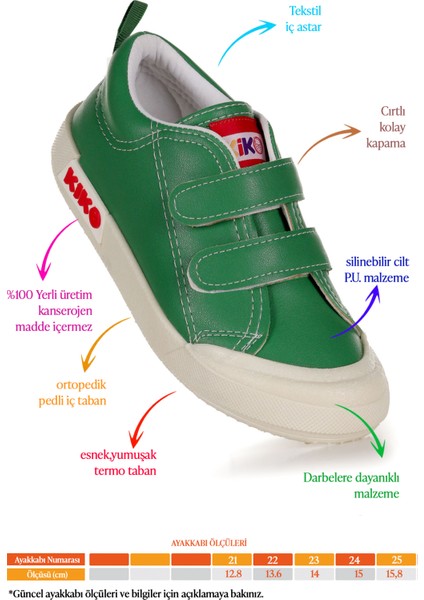 Suba Cırtlı Termo Taban Erkek Bebek Günlük Spor Ayakkabı Yeşil fiyatları