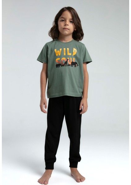 Erkek Çocuk Yeşil Kısa Kol Pijama Takım