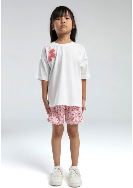 Kız Çocuk Beyaz Şort Takım