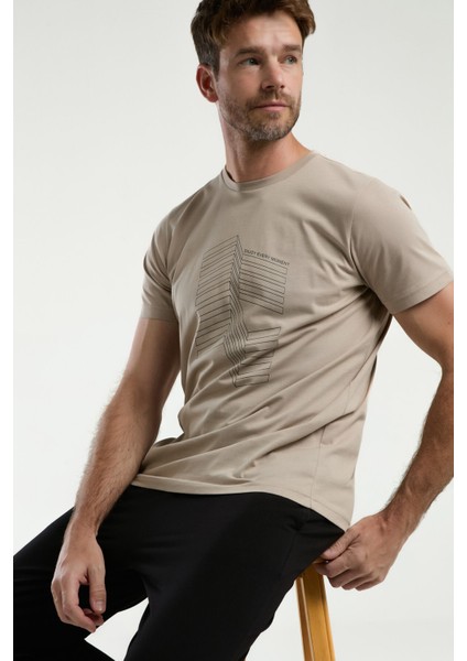 Erkek Krem Kısa Kol Pijama Takım