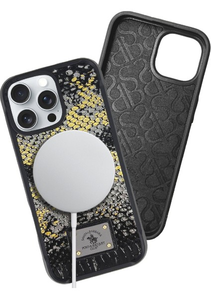 Sbprc iPhone 16 Uyumlu Kılıf Snake PU Deri Dizaynlı Mekanik Tuşlu Magsafeli Sagar Kapak
