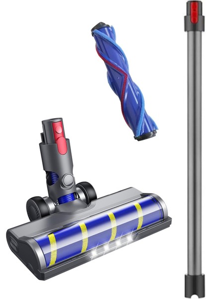 Dyson V 7/ V 8/ V 10/ V 11 Uyumlu LED Işıklı Turbo Emici Başlık ve Boru (Gri Renk)