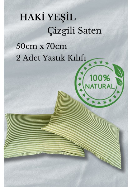 Premium Çizgili Saten Yastık Kılıfı Seti %100 Pamuk (2'li Set)