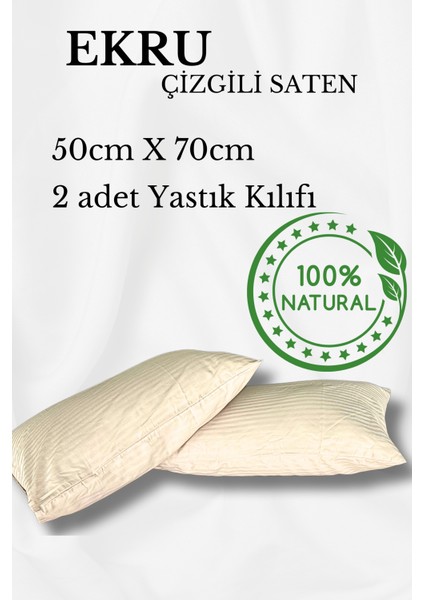 Premium Çizgili Saten Yastık Kılıfı Seti %100 Pamuk (2'li Set)