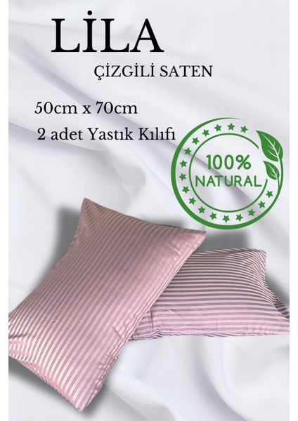 Premium Çizgili Saten Yastık Kılıfı Seti %100 Pamuk (2'li Set)