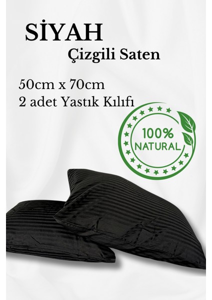 Premium Çizgili Saten Yastık Kılıfı Seti %100 Pamuk (2'li Set)