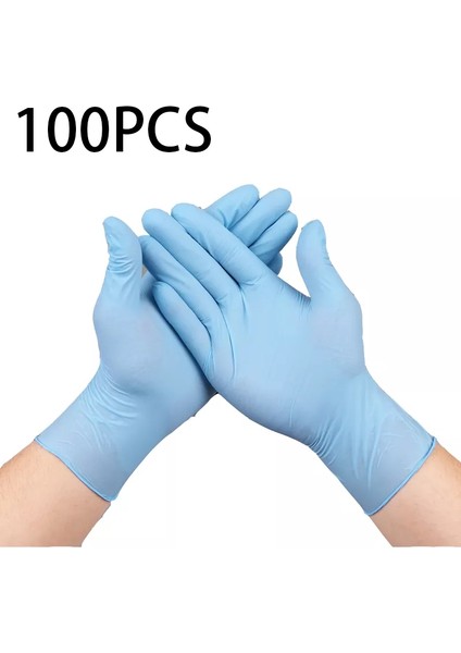 100 Adet Tarzı L Boyutu Lateks Içermeyen Mavi Nitril Eldiven Banyo Ev Temizlik Malzemeleri Dövme Sanatçıları Makyaj Berber Su Geçirmez Tek Kullanımlık Iş Eldivenleri (Yurt Dışından)