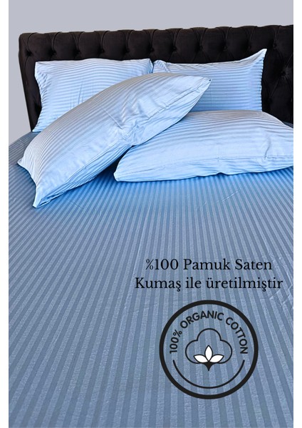 Premium Çizgili Saten Yastık Kılıfı Seti %100 Pamuk (2'li Set)