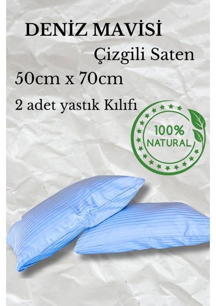 Premium Çizgili Saten Yastık Kılıfı Seti %100 Pamuk (2'li Set)