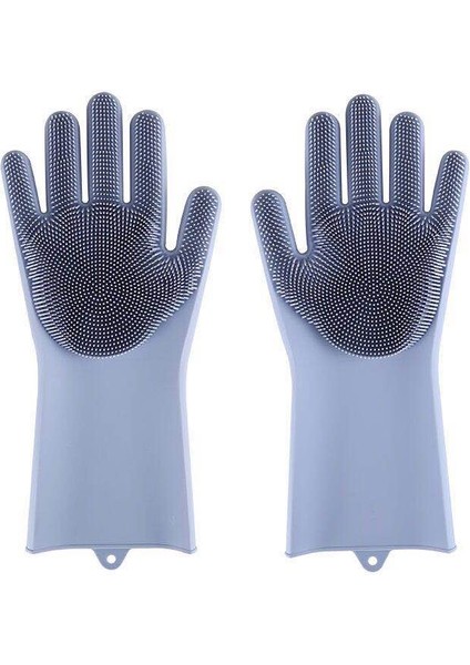 Açık Gri Tarzı 1 Çift Bulaşık Yıkama Temizlik Eldiveni Sihrili Silikon Sünger Lastik Bulaşık Yıkama Eldiveni Tekrar Kullanılabilir Mutfak Temizlik Araçları (Yurt Dışından)
