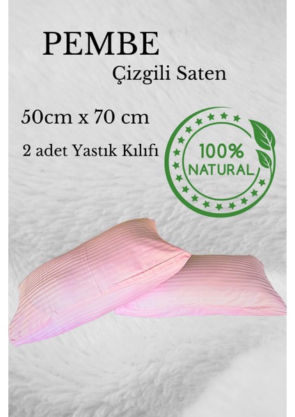 Premium Çizgili Saten Yastık Kılıfı Seti %100 Pamuk (2'li Set)