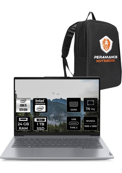 Thinkbook 14 Gen 6 Intel Core I5 13420H 24GB 1tb SSD 14" Fhd+ Fdos Taşınabilir Bilgisayar & Per4 Çanta 21KG00UCTRP313
