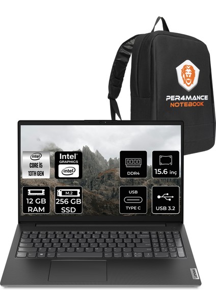 V15 Gen 4 Intel Core I5 13420H 12GB 256GB SSD 15.6" Fhd Fdos Taşınabilir Bilgisayar & Per4 Çanta 83A100A5TRP306