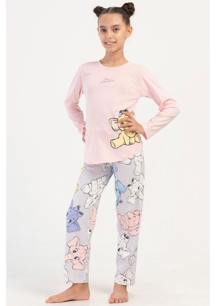 Kız Çocuk Uzun Kol Pembe Pijama Takım C0T3N2O504