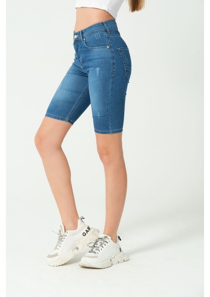 Kadın Kot Slim Fit Kapri